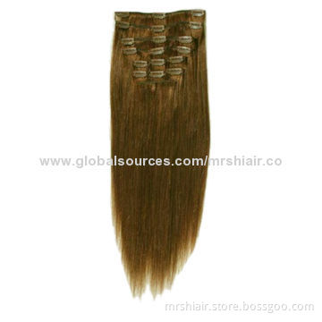 22-inch dark brown silky straight 6pcs clip-in hair extensions